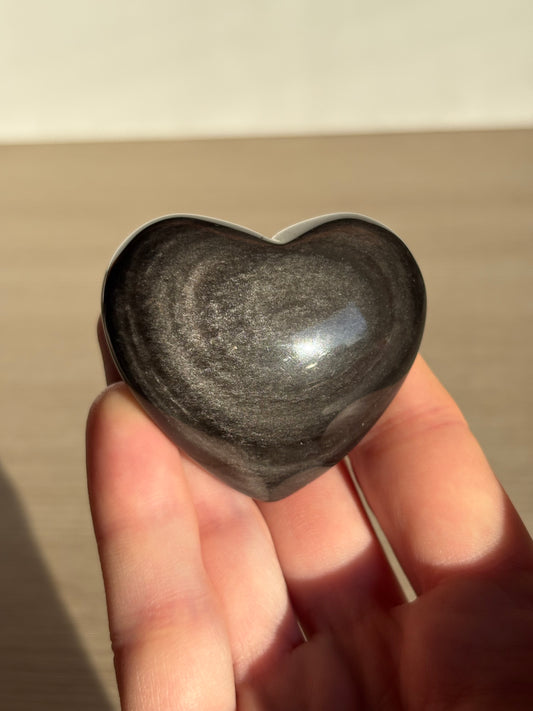 Silver Sheen Obsidian Heart